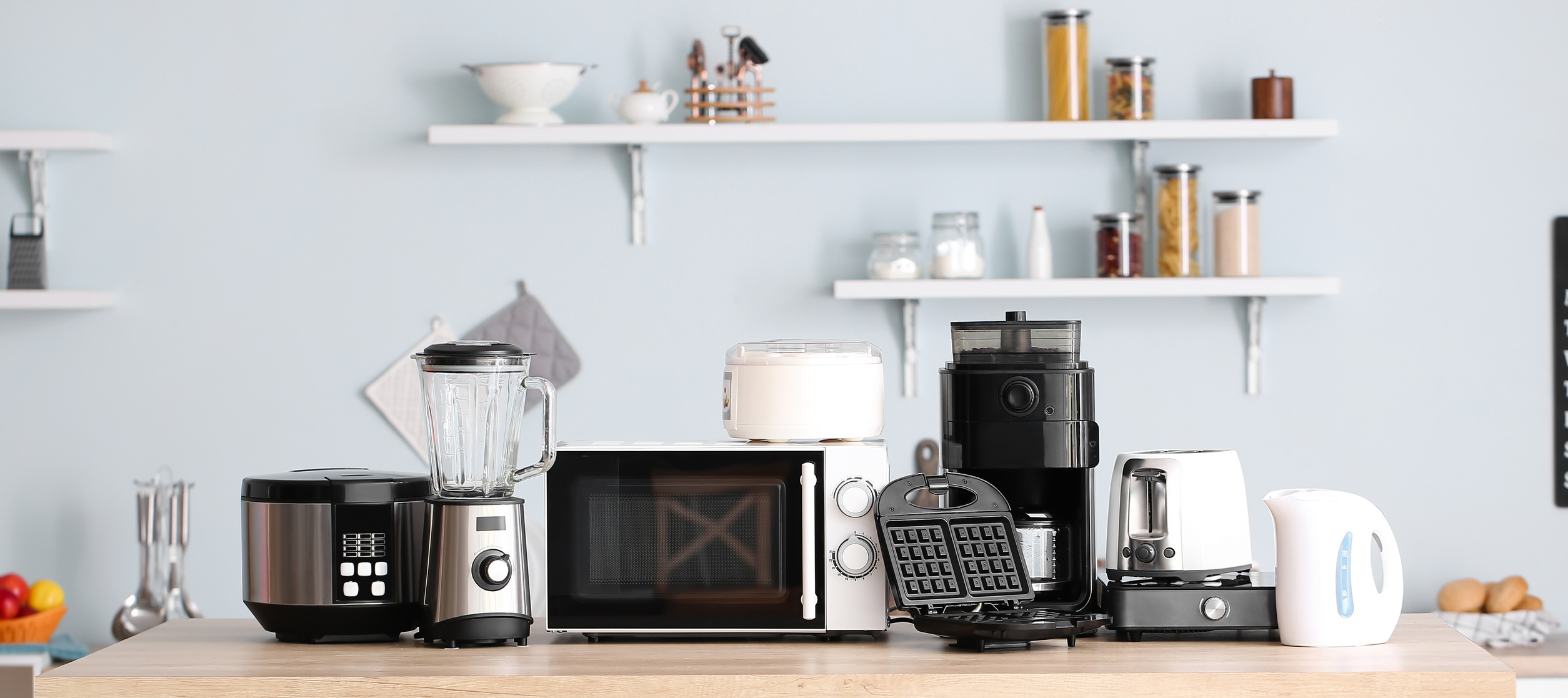 Different Household Appliances in Kitchen